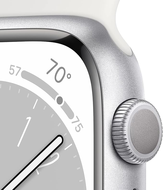 Apple Watch Series 8 [GPS, 41mm] - Silver Aluminum Case with White Sport Band - S/M (Renewed)