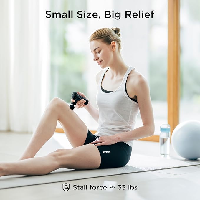 MYTREX Mini Massage Gun, Portable Deep Tissue Percussion Massager with 4 Heads, Ultra-Quiet Lightweight 205g for Neck & Back, Home, Office & Travel (White)