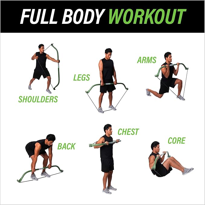 Gorilla Bow Original All-in-One Portable Home Gym System, Professional-Grade Resistance Band Bar for Strength Training, HIIT & Full Body Workouts, Resistance training system for Home, Travel & Outdoor