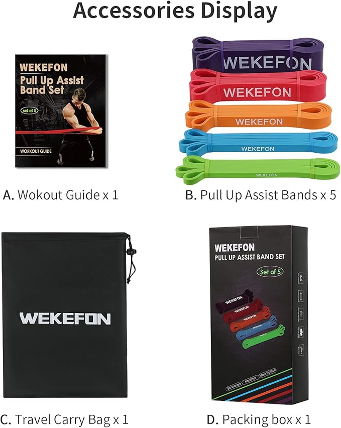 Resistance Bands Set, Pull Up Assist Bands - Stretch Resistance Band - Mobility Band Powerlifting Exercise Bands for Resistance Training, Physical Therapy, Home Workouts
