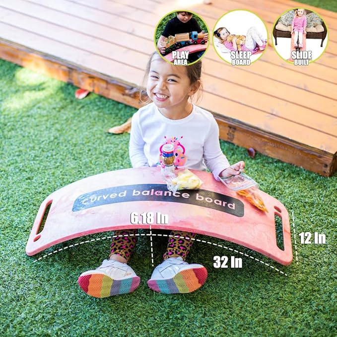 Platports Sensory Balance Board for Kids – ADHD Focus, Calm & Motor Skill Development | Indoor Montessori Play | Durable Non-Wood Wobble Board