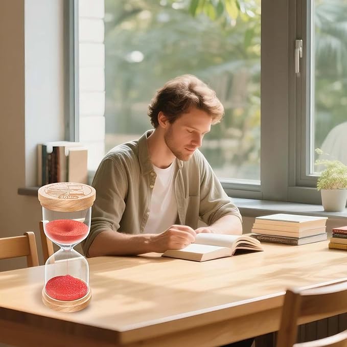 30 Minute Sand Timer Hourglass, Beech Wood Hourglass Sand Clock, Small Red Wooden 30 Min Hour Glass, Sandglass, Reloj De Arena, Classroom, Game, Kitchen, Home, Office, Decorative