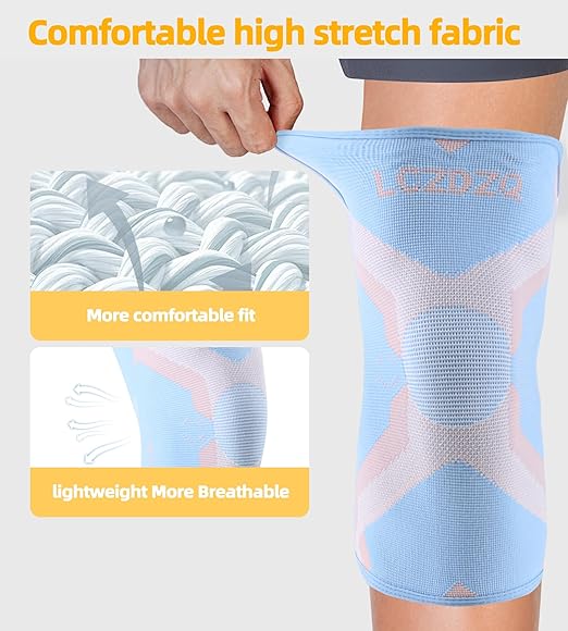 Knee Braces 2-Pack - Compression Sleeves for Men & Women, Knee Pain Relief for Arthritis, Meniscus Tear, Running, Gym, Basketball - Blue XL(Check Sizing)
