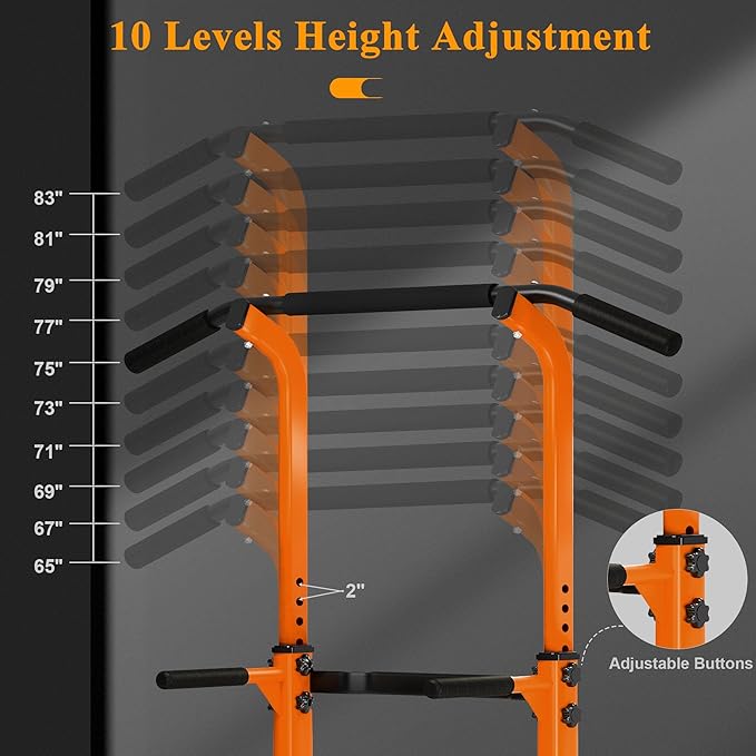 DlandHome Power Tower Pull Up Dip Station Multi-Function Fitness Equipment for Strength Training Adjustable Height Dip Stand for Home Gym