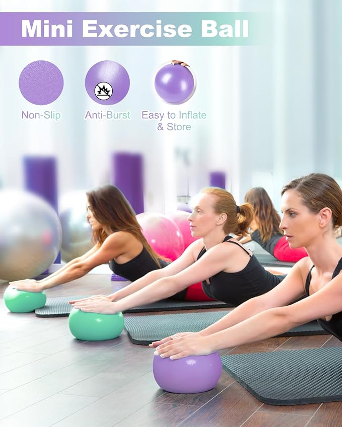 9 Inch Pilates Ball Small Exercise Ball, Workout Ball for Barre, Pilates, Yoga, Stability, Workout, Balance, Fitness at Gym Home Office