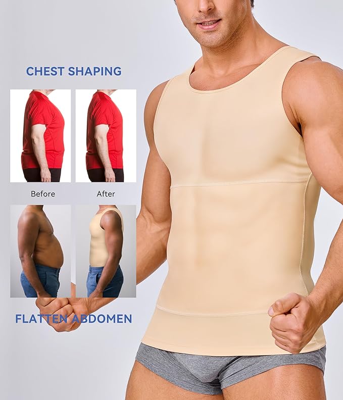 Mens Compression Shirt Slimming Body Shaper Vest Workout Tank Tops Abs Abdomen Undershirts