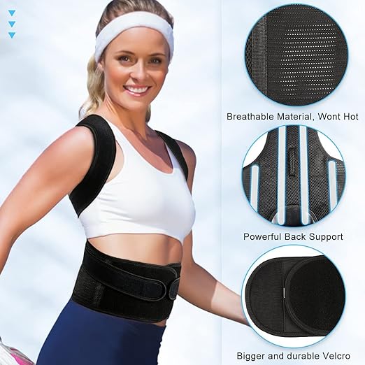 PAZAPO Posture Corrector for Men&Women - Back Brace for Lumbar Support and Upright - Breathable Back Straightener Back 2X-Large(42-48 Inches)