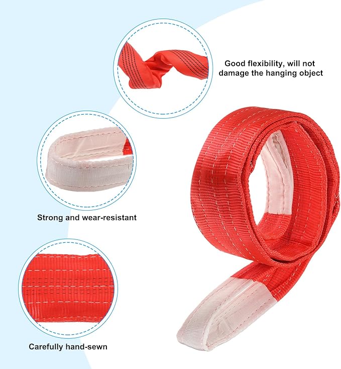 PATIKIL Lifting Slings Straps, 1 Pcs Polyester 9ft Heavy Web Slings Duty Flat Lifting Belts Pull Lifting Straps Slings Mount(11023lbs), Red