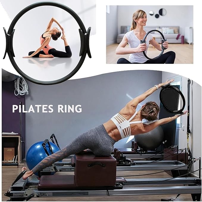 Pilates Set – Home Pilates Equipment for Women Kit with Magic Circle Pilates Ring and Ball Set, Resistance Bands & Massage Balls & Exercise Bands for Toning，Flexibility & Core Strength