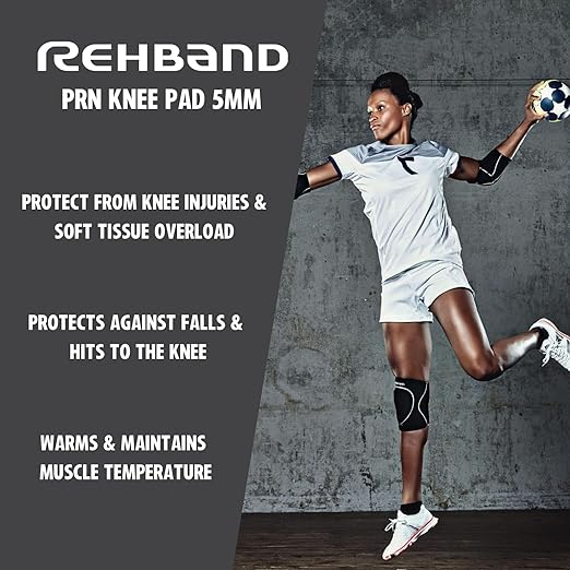Rehband Knee Pads for Volleyball, Handball & Indoor Sports, Neoprene Knee Sleeve Protector, Comfortable & Snug Fit, Shock-absorbing Sports Knee Pads Unisex, Colour:Steel Grey - 1 Pair, Size:X-Small