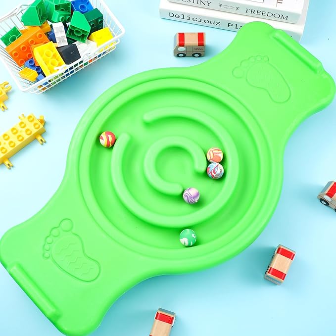 Seenelling Maze Balance Board for Kids Plastic Wobble Rocker Balance Board with Mini Balls Load 220lb Balance Game with Handles for Toddler Balancing Exercise Equipment Game, 24.5 x 11.8 Inch