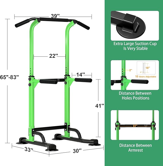 DlandHome Power Tower Pull Up Dip Station Multi-Function Fitness Equipment for Strength Training Adjustable Height Dip Stand for Home Gym