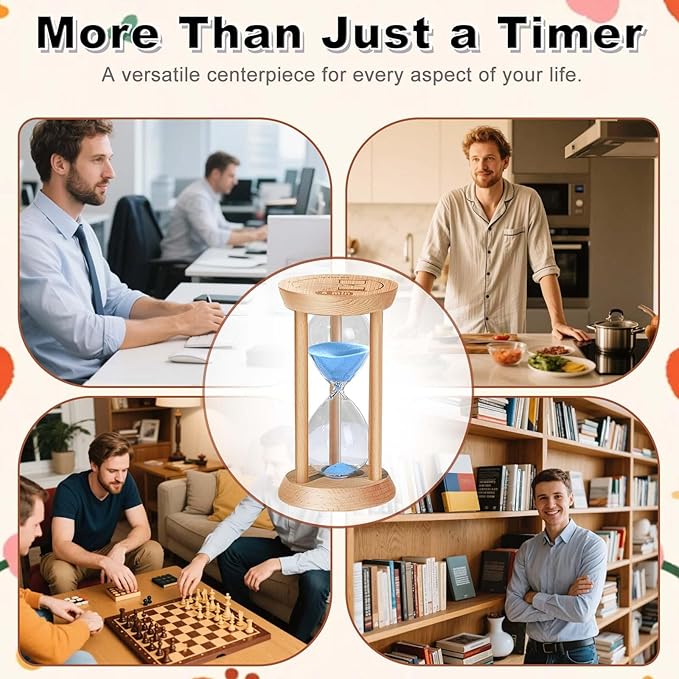 25 Minute Sand Timer, 25 Min Wooden Hourglass, Reloj De Arena, Hour Glass Sand Clock Watçh for Home, Office, Decorative, Game, Classroom