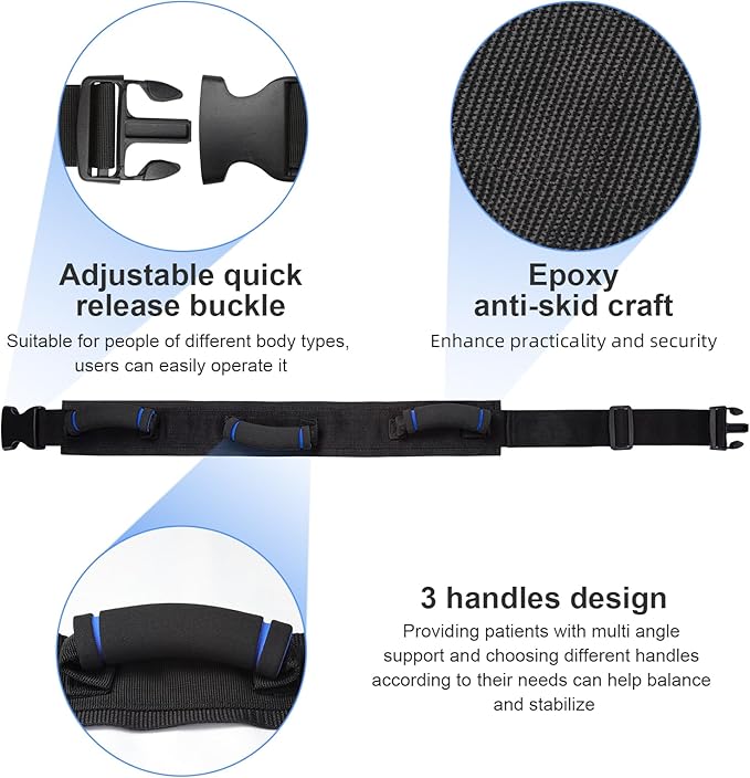 Gait Belt, Gait Belts for Seniors, Gait Belt with Handles, Gate Belts Medical for Elderly, Transfer Belt with Quick Release Buckle, Lift Belt for Physical Therapy, Safety Walking Belt for Elderly