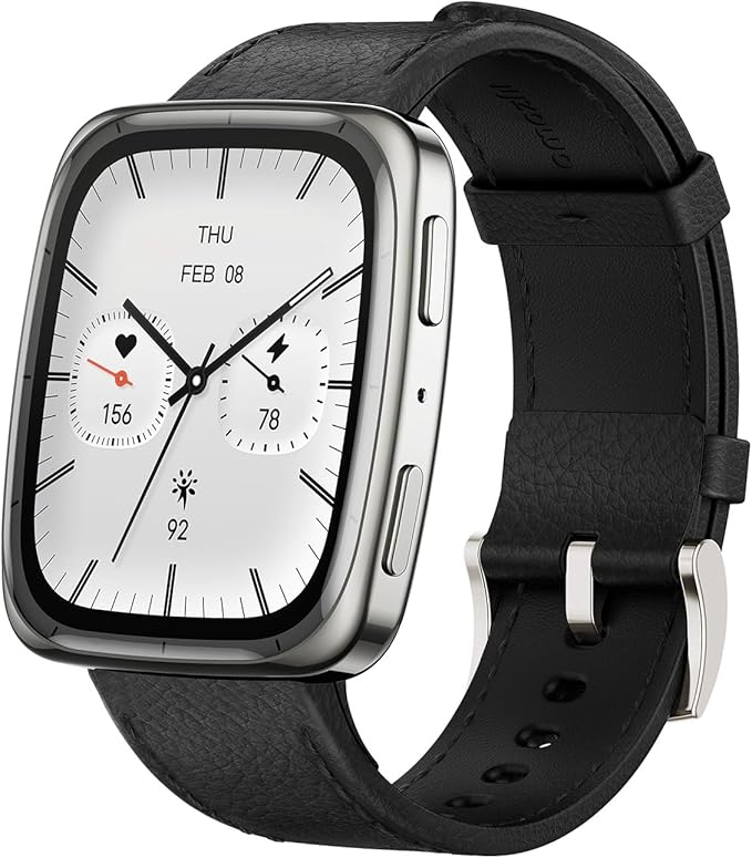 Amazfit Active 2 Premium Smart Watch Fitness Tracker (Square) for Android & iPhone, 10 Day Battery, Water Resistant, GPS Maps, Heart & Sleep Monitor, HYROX Mode, Sapphire Glass, Leather + Sport Strap