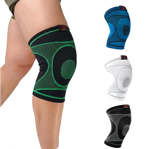 McDavid 4-Way Elastic Knee Sleeve, Compression Knee Support for Pain Relief, Soreness, All-Day Daily Activity Black/Green XL