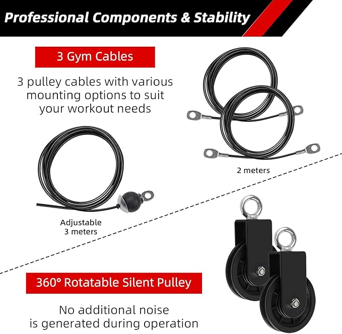 LFJ LAT Pull Down and Lift Weight Pulley System Cable Machine Pulley Attachment for Triceps Pull Down, Biceps Curl, Back, Forearm, Shoulder Home Gym Equipment