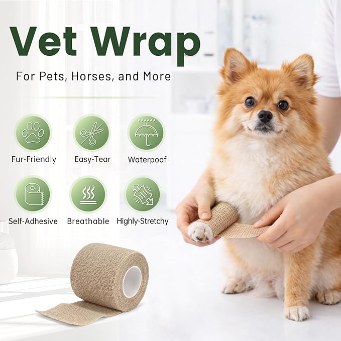 40 Pack Self-Adherent Cohesive Wrap Bandages, Skin Color 2 Inch Strong Compression Wrap and Elastic Bandage for Ankle Support, Includes Stretch Athletic, Finger, Knee, First Aid Tape