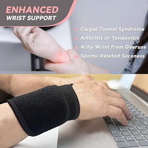 Wrist Brace for Carpal Tunnel 2 Pack Right Left Hand, Adjustable Wrist Brace for Day Night Support, Wrist Support Wraps for Women Men,Tendonitis, Arthritis, Weightlifting, Sports, Black