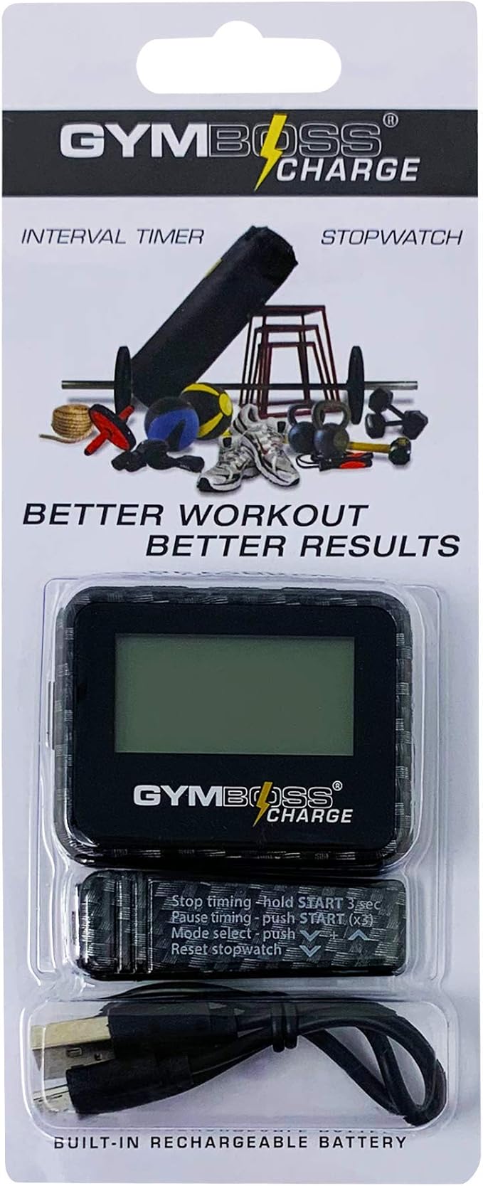 Gymboss Charge Interval Timer and Stopwatch & Watchstrap - Bundle
