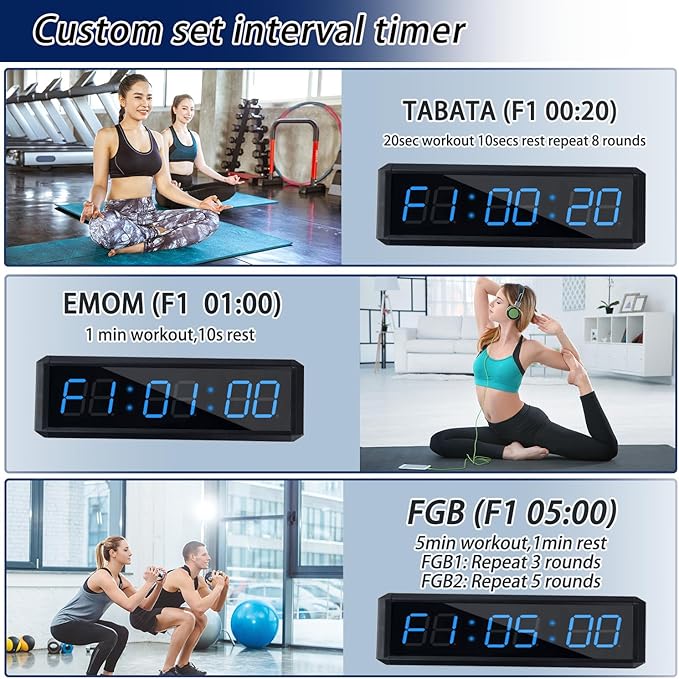 Independent Button Type 1.5-inch Fitness Room Rest Timer, Suitable for Gym Exercise/School/Home Exercise/Boxing Gym/Indoor Rock Climbing (1.5 inch 6-Digit Blue)