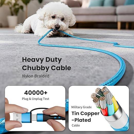 Cruise Travel Essentials 2026, 3 in 2 USB A/C Cable to iPhone 17 Charger/iWatch Charger/IP, Braided Multi Charging Cable Cord, Multi Charger Cable for iWatch Series & iPhone17-11/iPad-4FT