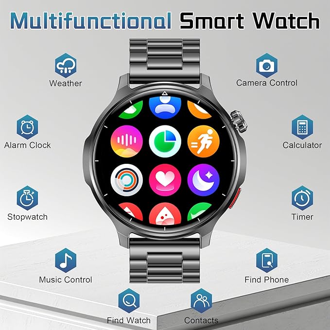 Smart Watches for Men(Answer/Make Calls), 1.52" HD Screen Mens Smart Watch with 1000mAh Heavy Duty, 100+ Sports Modes Fitness Tracker Watch, Sleep & Health Monitoring for Android /iPhone (Black)