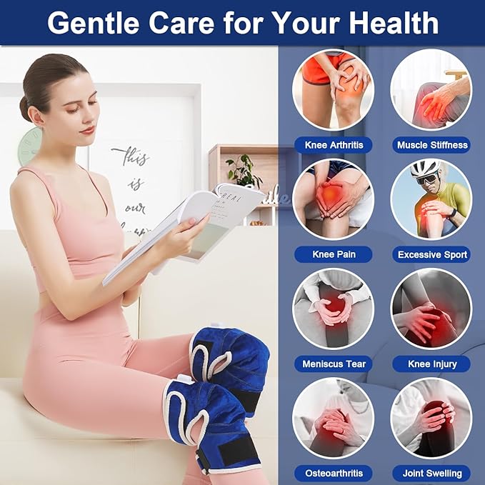 AOKESTE Knee Heating Pad for Pain Relief,Heating Pad for Knee for Aching,Heated Brace for Joint Pain, Soreness Swelling,Auto Shut Off,86℉~158℉ Adjustable Temp