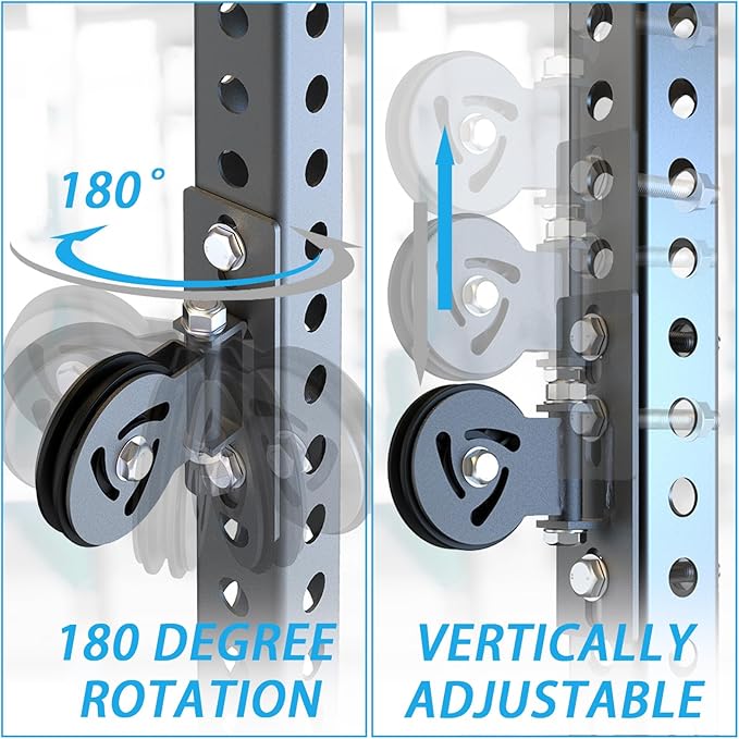 J Bryant Pulley System for Power Rack - Fits 5/8" Hole Size, Cable Pulley Attachment for 2x2, 2x3, 3x3 Racks, Heavy Duty LAT Pulldown, DIY Cable Machine Accessories, Gym Equipment