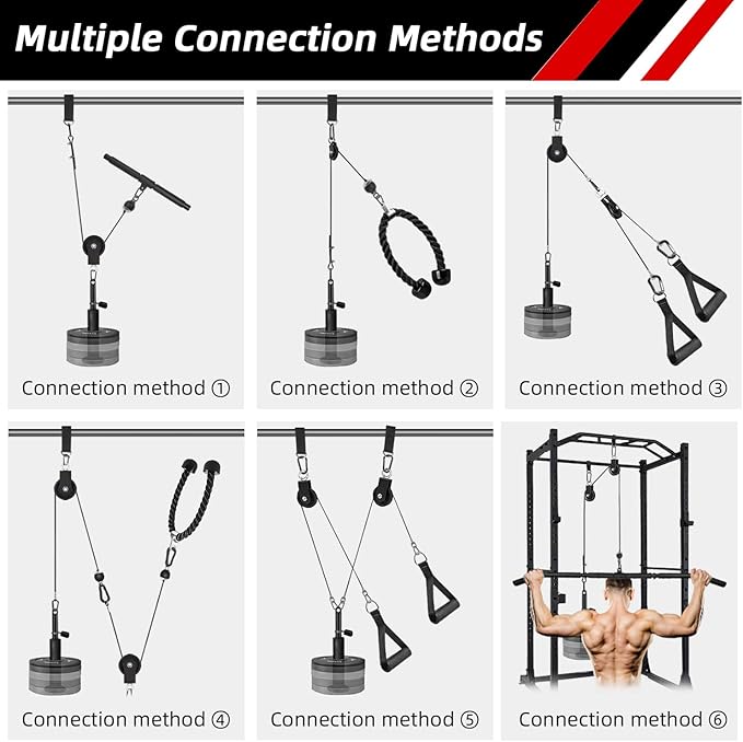 LFJ LAT Pull Down and Lift Weight Pulley System Cable Machine Pulley Attachment for Triceps Pull Down, Biceps Curl, Back, Forearm, Shoulder Home Gym Equipment
