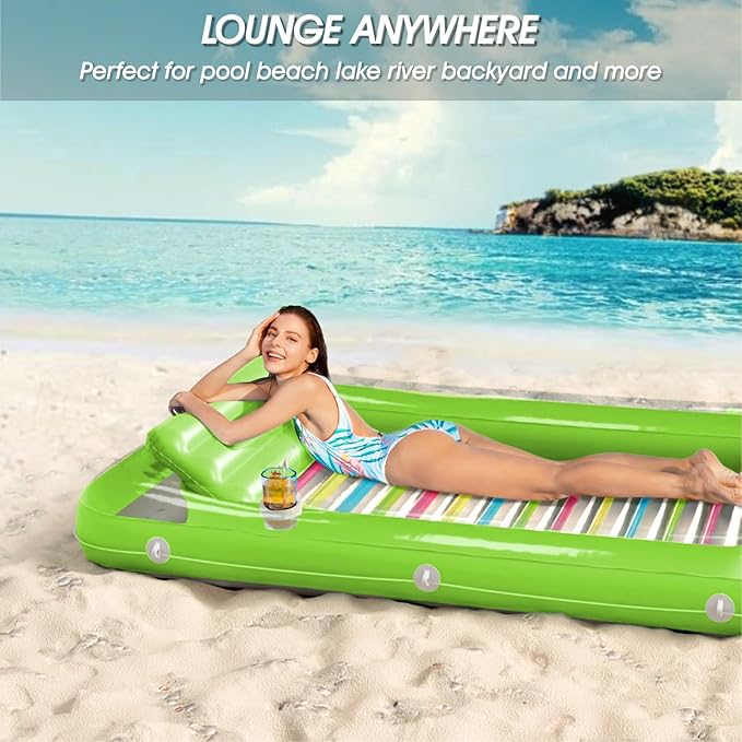 Inflatable Tanning Pool Lounger Float - Jasonwell 4 in 1 Sun Tan Tub Sunbathing Pool Lounge Raft Floatie Toys Water Filled Tanning Bed Mat Pad for Adult Blow Up Kiddie Pool Kids Ball Pit