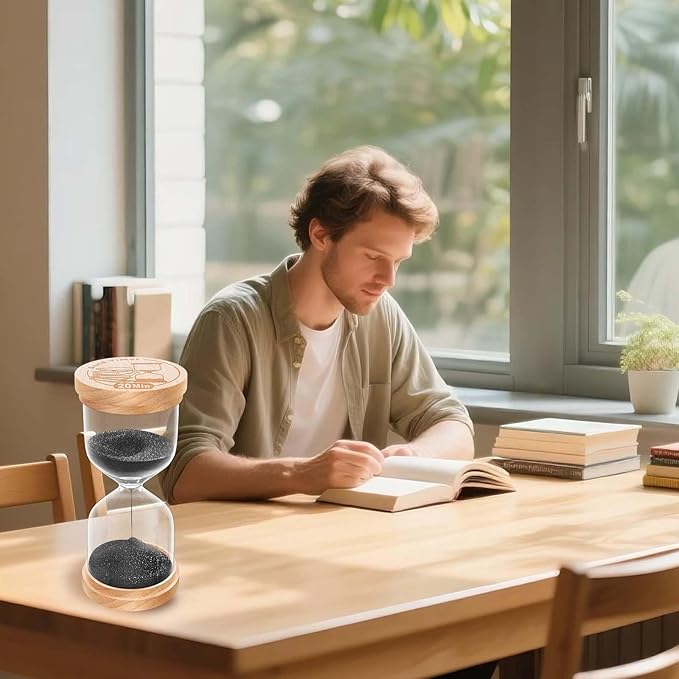 5 Minute Sand Timer, Wooden Hourglass Sand Clock, Small Wood Black 5 Min Hour Glass, Five Minutes Sandglass for Brushing Teeth, Reloj De Arena Classroom, Game, Kitchen, Home, Office