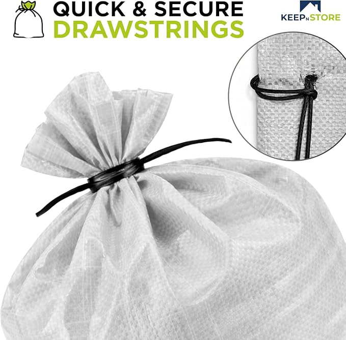 Heavy Duty Sand Bags Pack of 24, White Empty Sandbags with Built-In Ties, Woven Polypropylene UV Protection 1600 Hours, Fillable Bags for Flood Control, Weight, 20x36 inches, 100 Pounds Volume