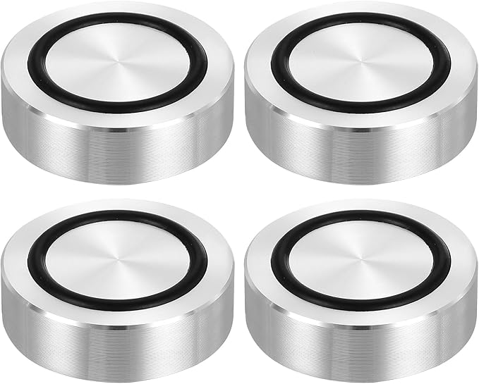 uxcell M8 Thread 40mm / 1.6" Dia 12mm Thick Aluminum Circle Disc Glass Top Adapter 4pcs Round Solid Table Feet Pad Plate Hardware with Anti-Slip Rubber Ring