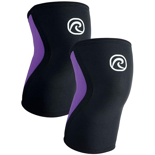 Rehband Knee Sleeve 3mm Neoprene, Lightweight Knee Brace for Endurance and Ball Sports, Unisex Compression Starter Knee-Sleeves, Breathable Running Knee Support, Colour:Purple - 1 Pair, Size:X-Small