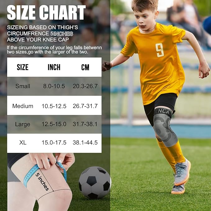 NEENCA Kids Knee Brace Sleeve, Youth Knee Compression Sleeve for Children - Boys & Girls. Child Knee Support with Patella Gel Pad & Side Stabilizers for Knee Pain, Sports, Outdoor -Black