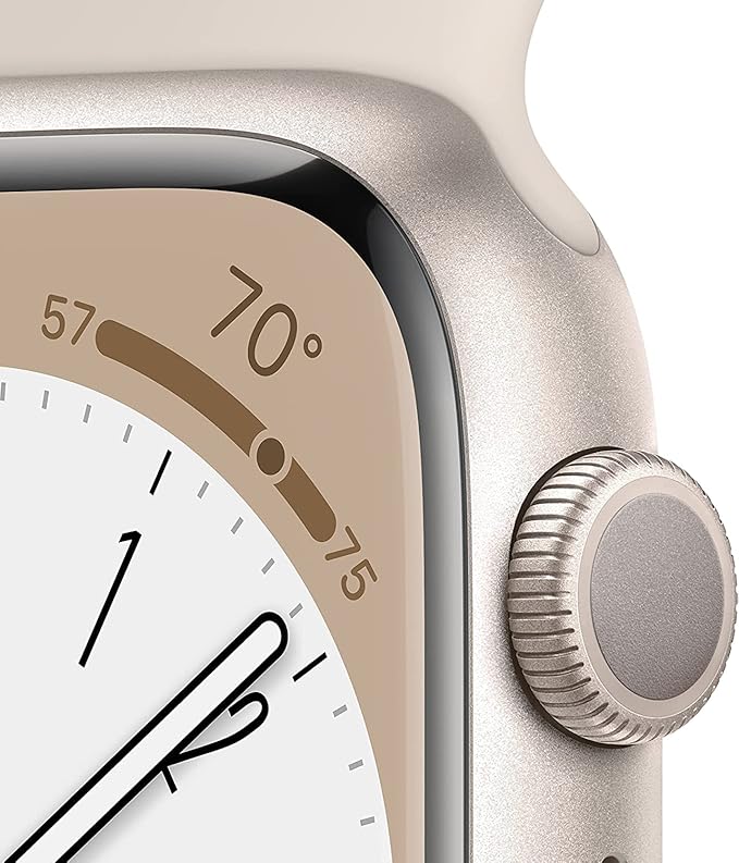 Apple Watch Series 8 [GPS, 45mm] - Starlight Aluminum Case with with Starlight Sport Band, S/M (Renewed)