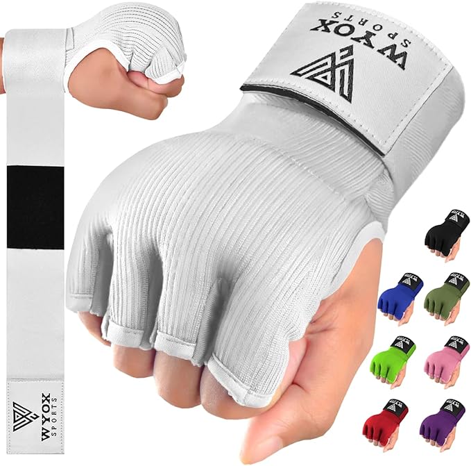 WYOX Gel Boxing Hand Wraps Inner Gloves for Men & Women – 80cm Quick Wrist Strap, Padded Knuckle Support, Fingerless MMA Muay Thai Kickboxing Wraps for Training, Punching & Martial Arts