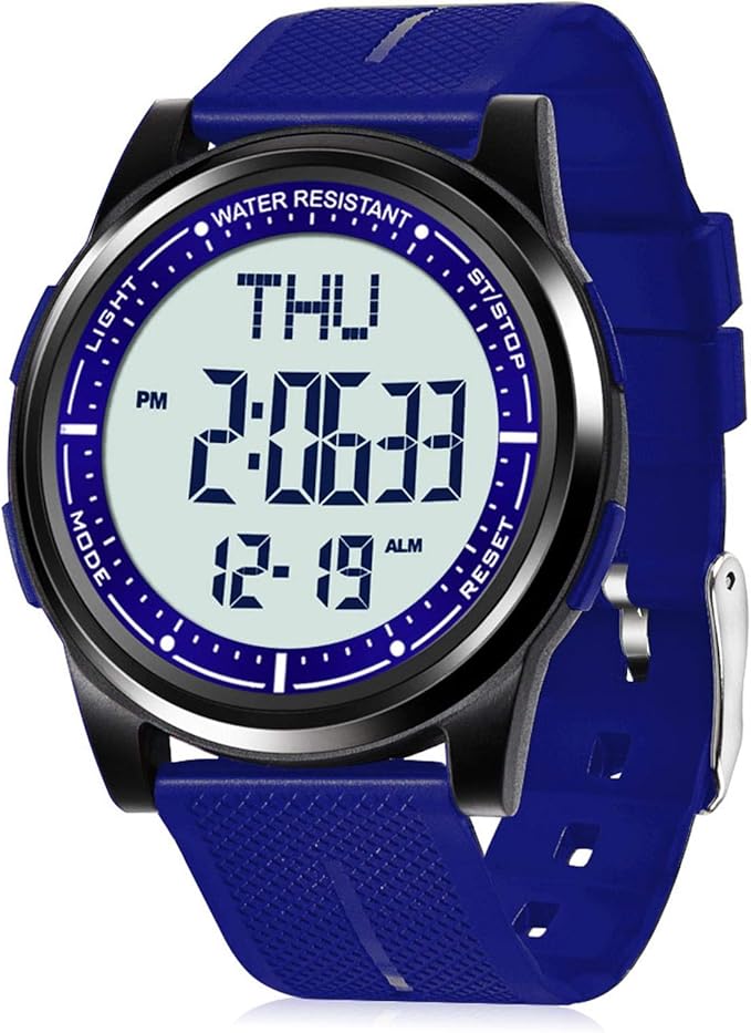 Beeasy Digital Watch for Men Women, 50M Waterproof, Ultra-Thin & Lightweight, 44mm Silicone Sports Watch with Alarm, Stopwatch, Countdown, Ideal for Gym, Running, School, Daily Wear
