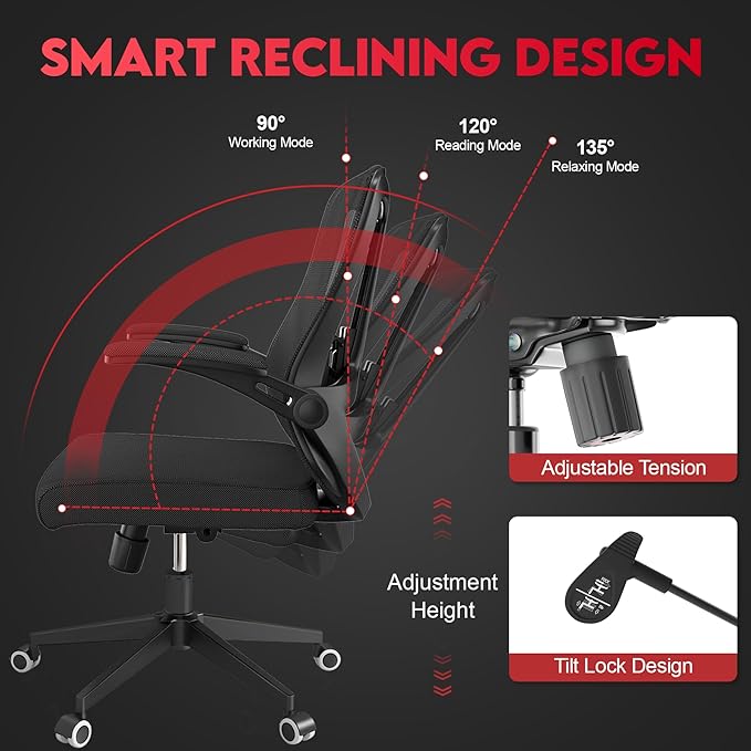 Ergonomic Office Chair - 400LB Comfy Desk Chairs with Back Support, Heavy Duty Mesh Computer Chairs with Wheels and Arms for Home Office, Study, Bedroom and Dorm