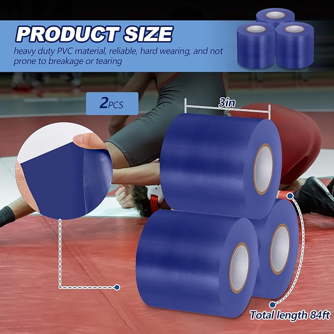 Pangda Wrestling Mat Tape 3 or 4 Inch Heavy Duty 7 Mil PVC Carpet Tape for Wrestling Grappling Exercise Mats Seaming Cover Gym Floor Carpet Seam