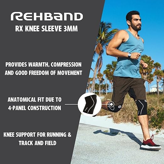 Rehband Knee Sleeve 3mm Neoprene, Lightweight Knee Brace for Endurance and Ball Sports, Unisex Compression Starter Knee-Sleeves, Breathable Running Knee Support, Colour:Pink - 1 Pair, Size:X-Large