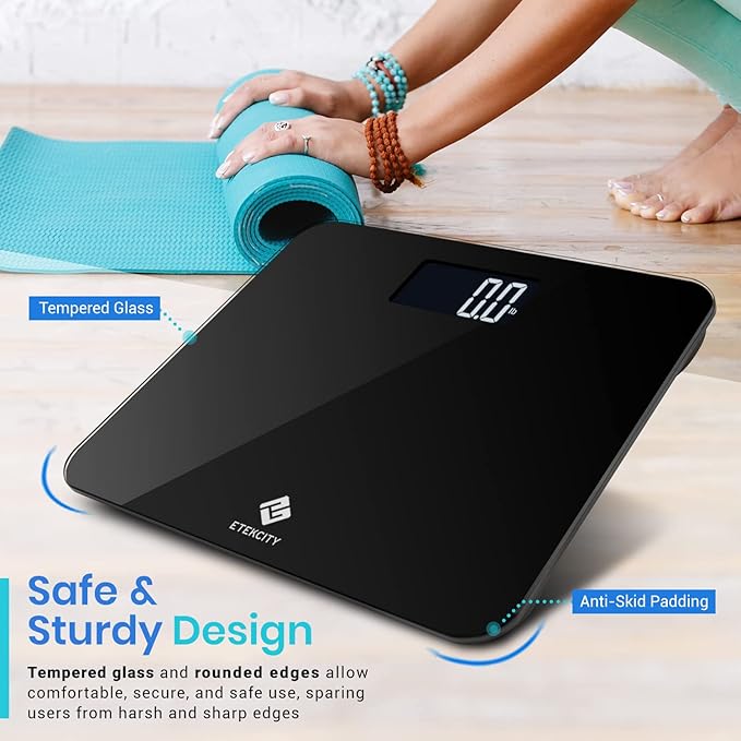 Etekcity Scale for Body Weight, Bathroom Digital Weighing Machine for People, Extra Wide Platform and High Capacity, Accurate and Safe, Large Number and Easy-to-Read on Backlit LCD Display, 440 lb
