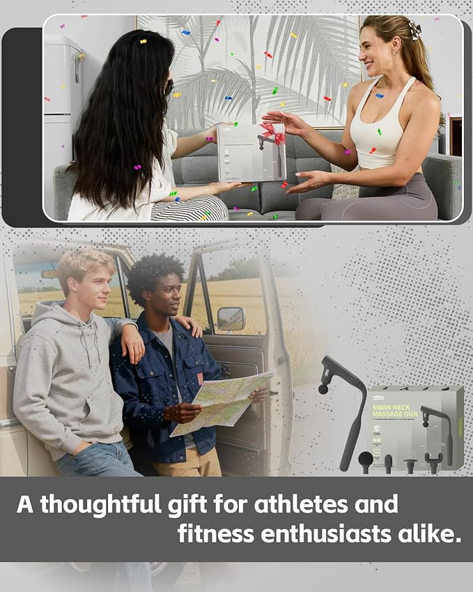 3-in-1 Massage Gun, Deep Tissue Percussion Massager with Extended Handle for Back Pain Relief, Portable for Gym/Office/Home, FSA-HSA Eligible
