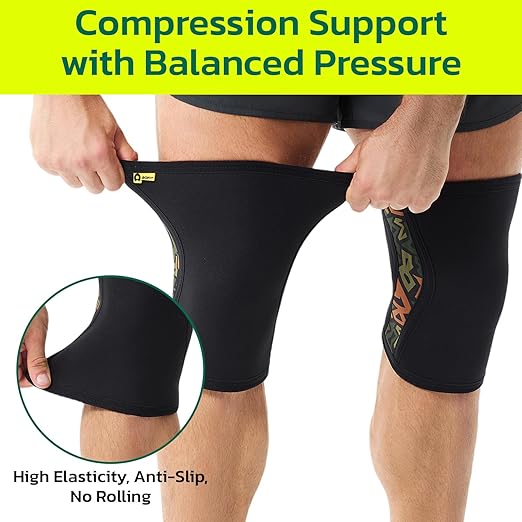 aoFIT Knee Brace for Women Men (1 Pair) 5mm Neoprene Knee Compression Sleeve Knee Support, Non-Slip Braces for Training & Fitness, Weightlifting, Marble Bloom Medium