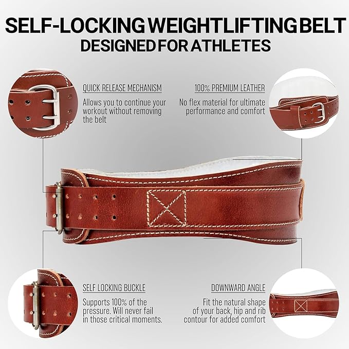 Schiek Sports 2004 Leather 4 3/4" Weight Lifting Belt - Comfortable Weightlifting Belt