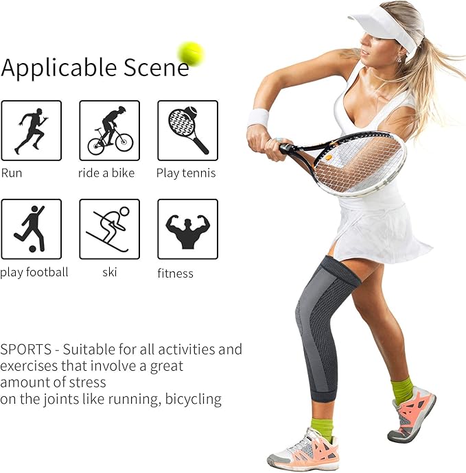 Full Leg Sleeves Long Compression Leg Sleeve Knee Sleeves Protect Leg, for Man Women Basketball, Arthritis Cycling Sport