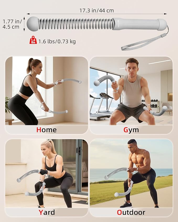 Abahub Weighted Ropeless Battle Rope, Portable Silent Home Workout Equipment, Space Saving Home Gym with Workout Gloves, HIIT and Low-Impact Aerobic Training for Men & Women, 2PCS Grey