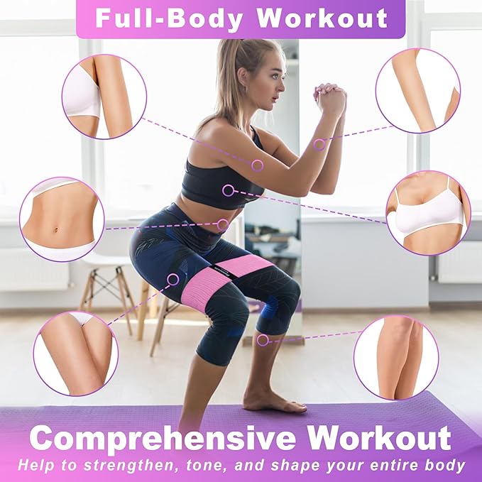 Honmein Resistance Bands for Working Out, 3 Levels Exercise Bands Workout Bands Set for Women Men, Hip Legs Booty Bands for Home Fitness, Gym, Yoga, Pilates
