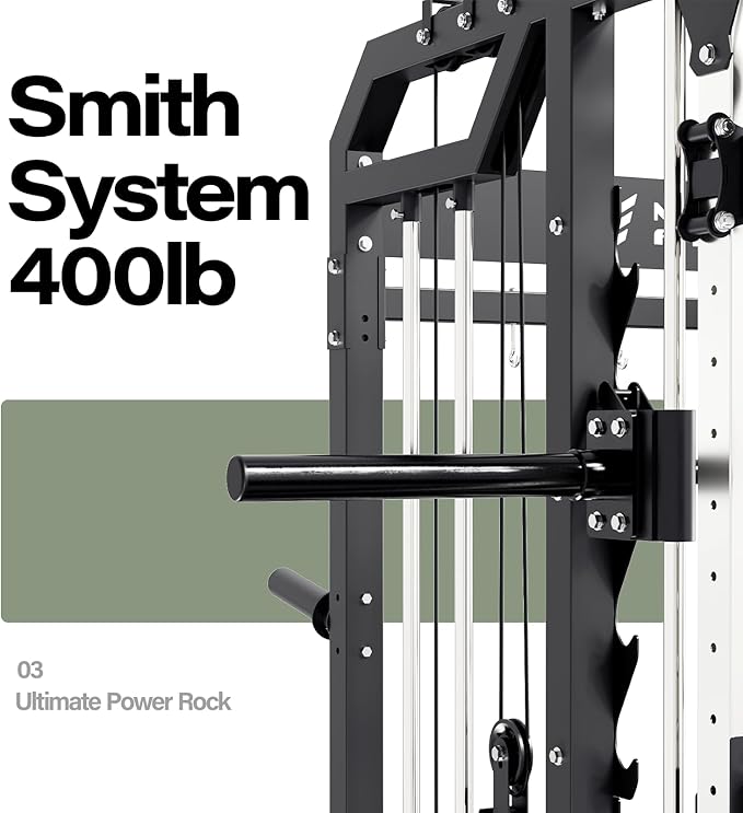 Major Fitness Drone2 Smith△ Machine – All-in-One Home Gym Squat Rack with Weight Bar, Dual LAT Pull-Down Systems & Cable Crossover Machine